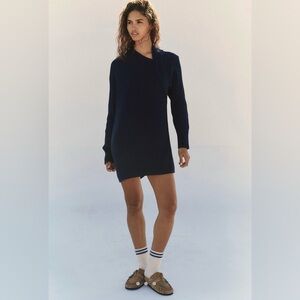 NWT! Free People Soft Ribbed Knit Alba Sweater Tunic Dress Navy Size Small